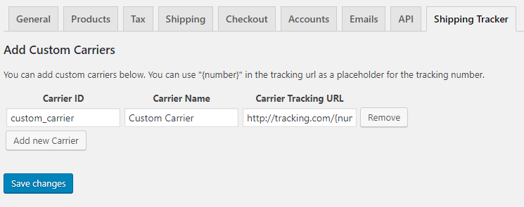 shipping tracker tab