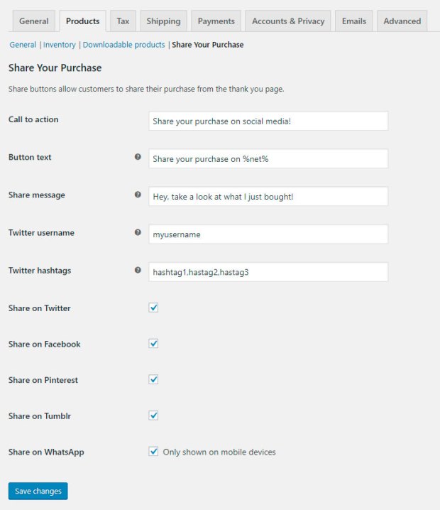 share your purchase settings page