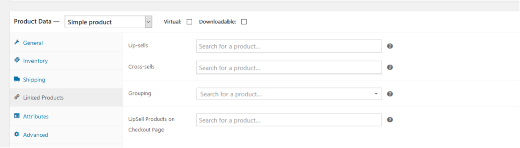 settings of linked products