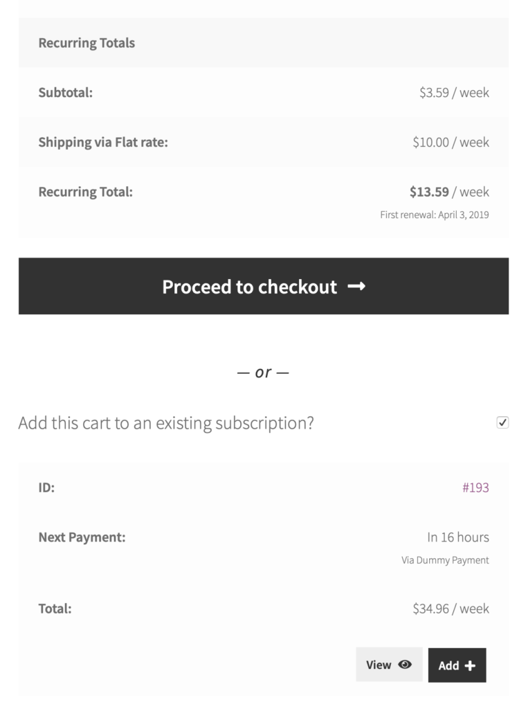 Add products and carts to existing subscriptions