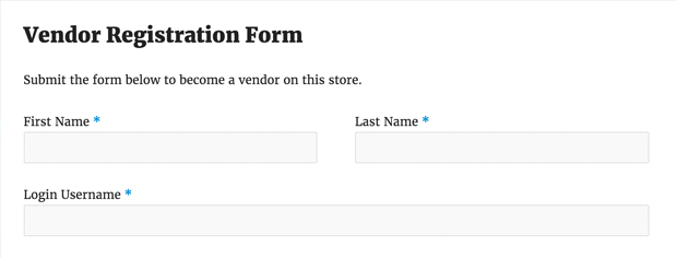 Vendor registration form
